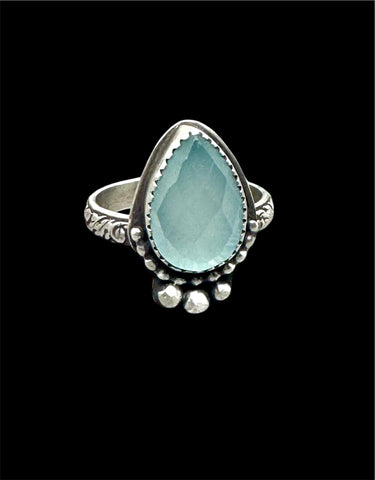 Sage chalcedony and silver ring