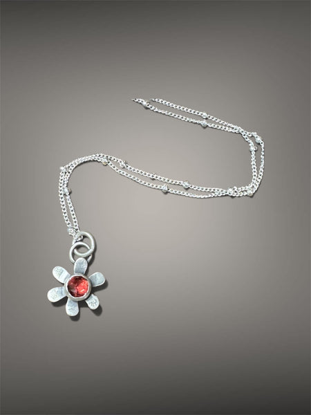 Tiny pink sapphire or (garnet) necklace