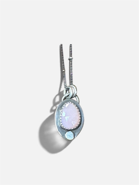 Pink opal sterling necklace