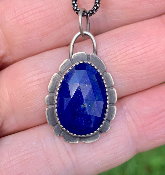 Lapis flower pendant