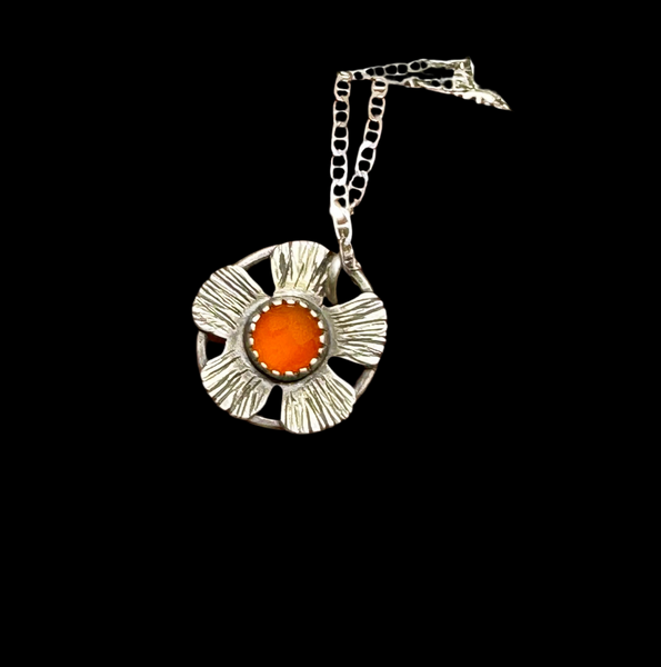 Carnelian flower pendant