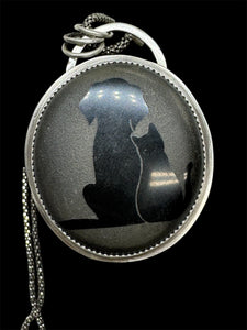 Etched Volconic rock silver pendant