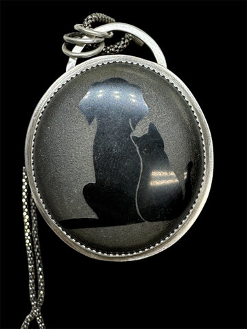 Etched Volconic rock silver pendant