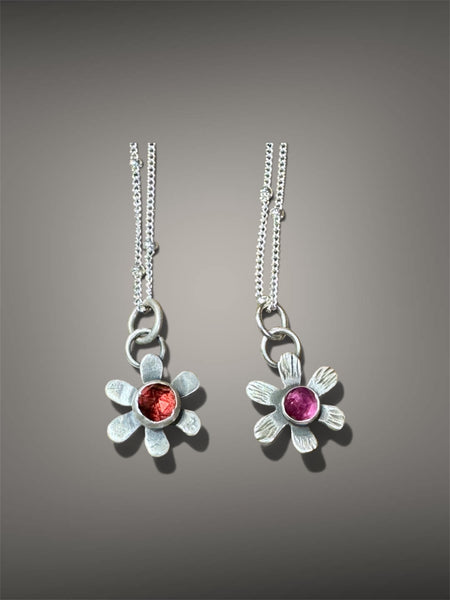Tiny pink sapphire or (garnet) necklace