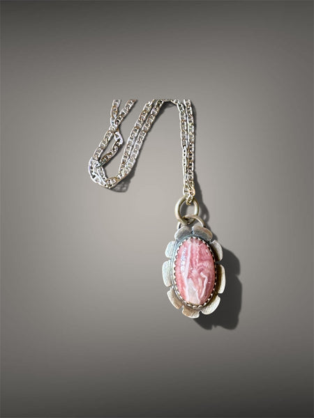 Rhodochrosite flower pendant
