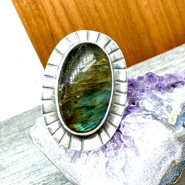 Labradorite and sterling ring