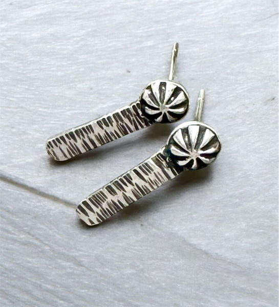 Sterling silver dot stick earrings