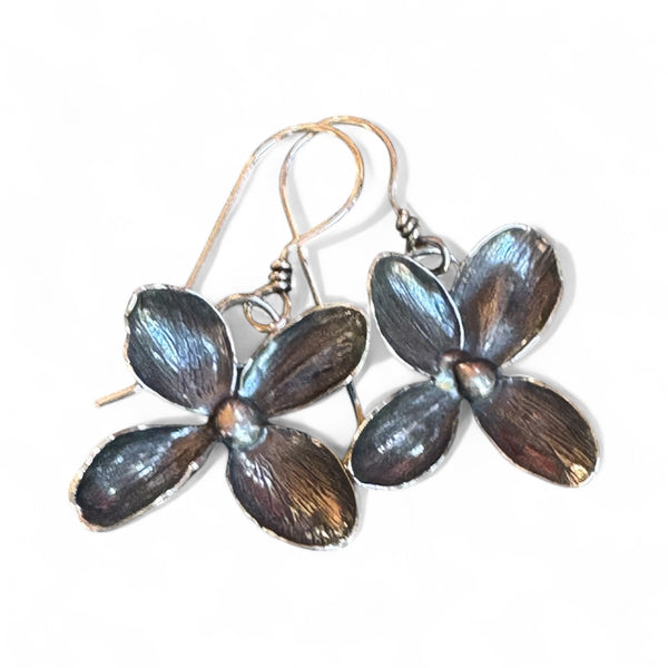 Hydrangea flower dangle earrings