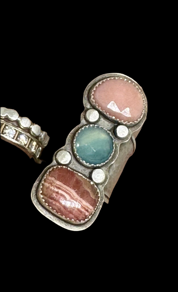 Amazing Triple stone silver ring