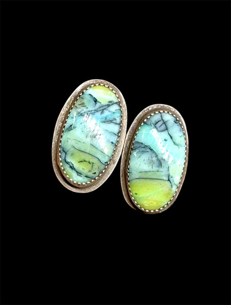 Indonesian opalwood earring studs