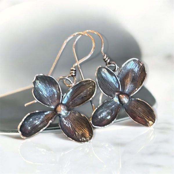 Hydrangea flower dangle earrings