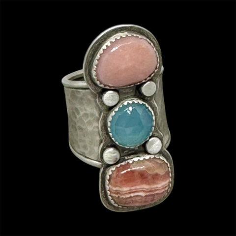 Amazing Triple stone silver ring