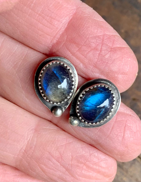 Labradorite earring studs