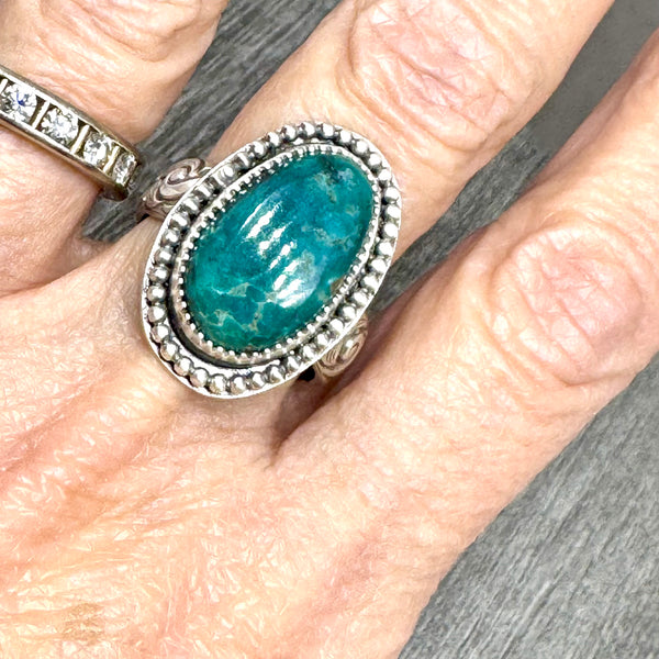 Turquoise and silver ring