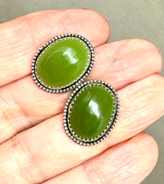 Jade stud earrings