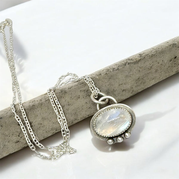 Moonstone and sterling necklace