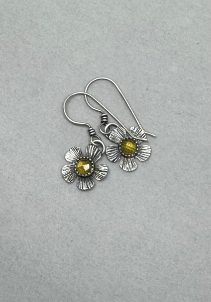 Citrine flower dangle earrings