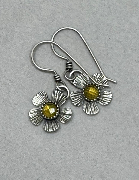 Citrine flower dangle earrings