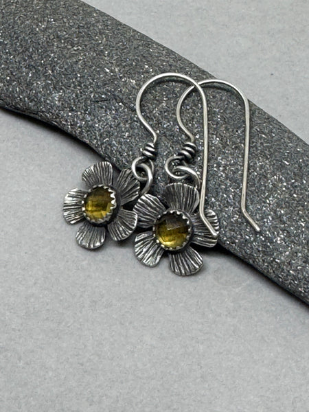 Citrine flower dangle earrings