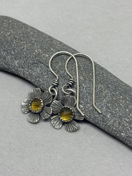 Citrine flower dangle earrings