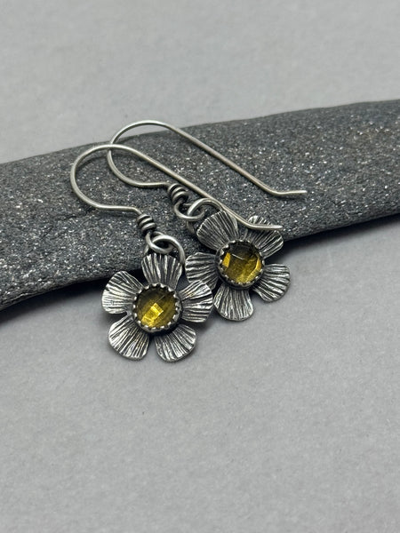 Citrine flower dangle earrings