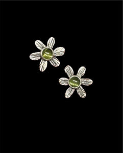 Peridot flower post earrings