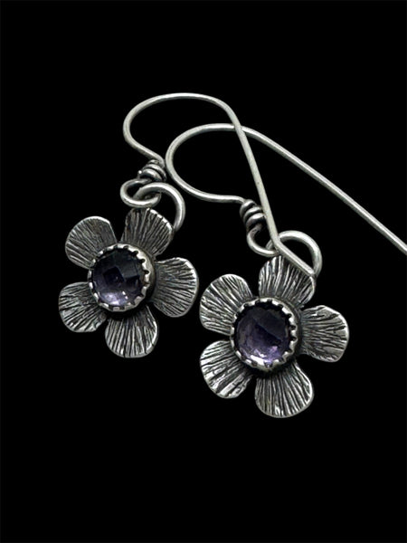 Amethyst flower dangle earrings