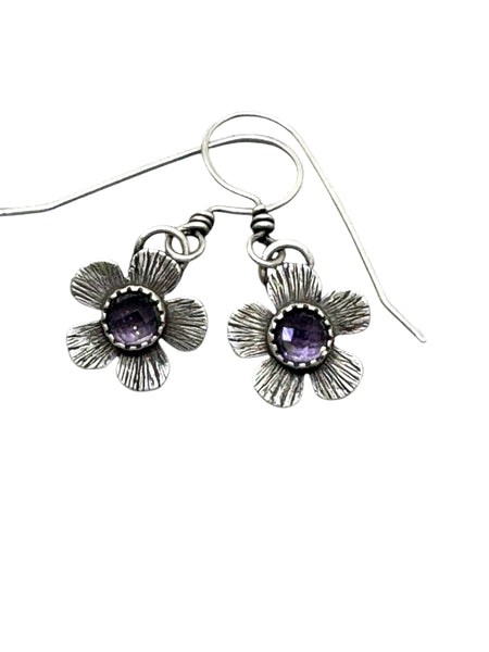 Amethyst flower dangle earrings