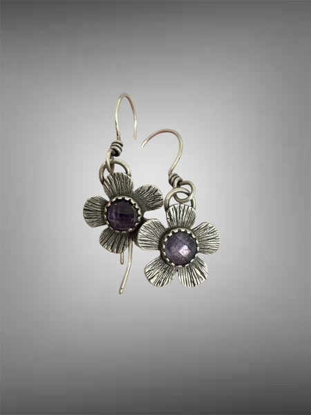 Amethyst flower dangle earrings