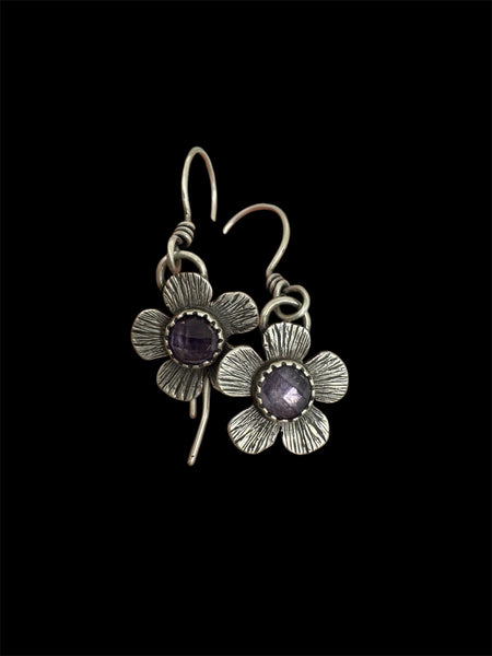 Amethyst flower dangle earrings