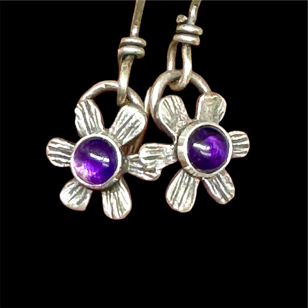 Amethyst flower dangle earrings