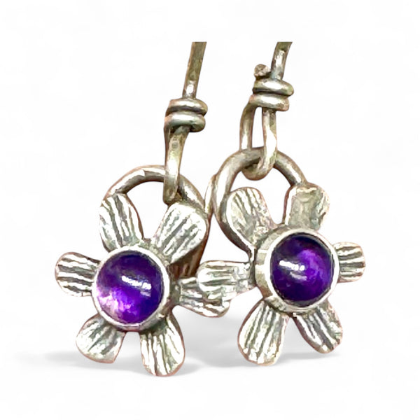 Amethyst flower dangle earrings