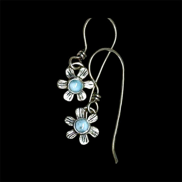 Larimar flower dangle earrings