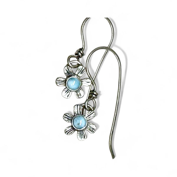 Larimar flower dangle earrings