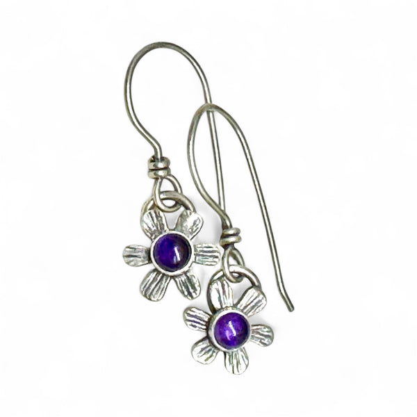 Amethyst flower dangle earrings