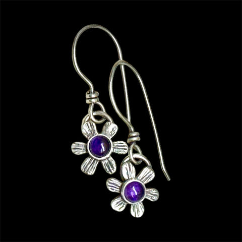 Amethyst flower dangle earrings