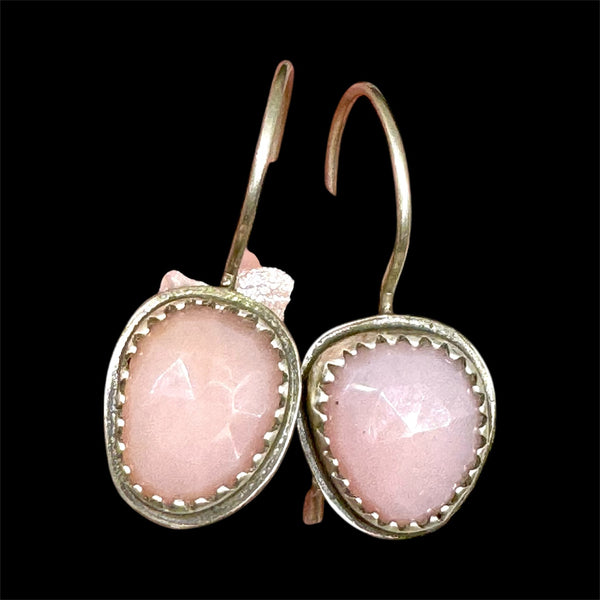 Pink opal dangle earrings