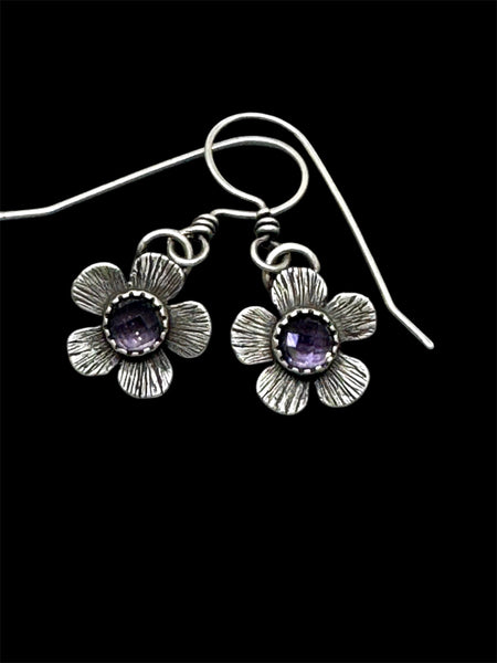 Amethyst flower dangle earrings