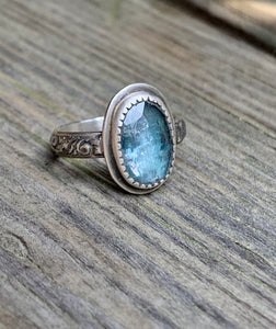 Blue Kyanite and silver ring