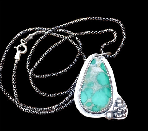Cloud Mountain Turquoise and silver pendant