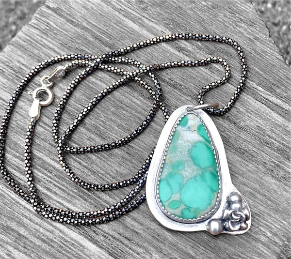 Cloud Mountain Turquoise and silver pendant